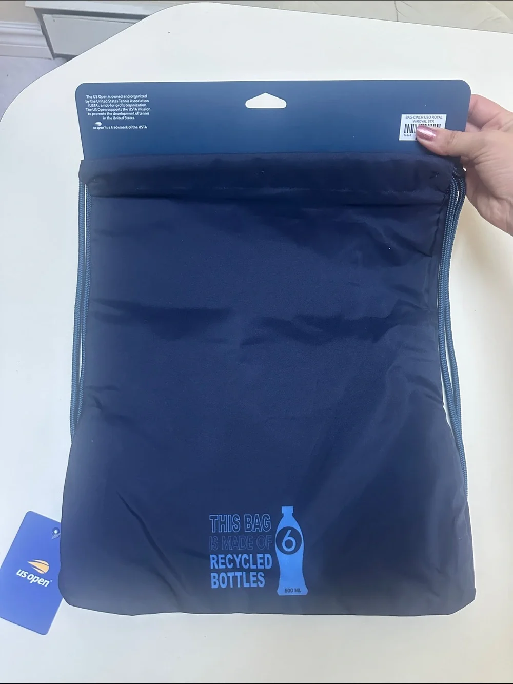 🆕 🎾 US OPEN Men's Blue Drawstring bag Athletic Training NWT
